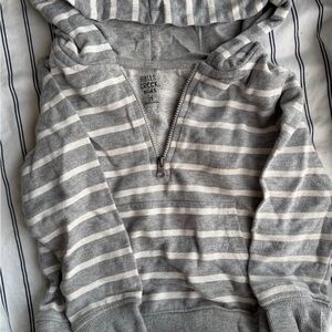 Falls Creek Kids Gray and Cream Striped Half-Zip Hoodie